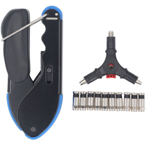 Pince de Crimpage et Dénudage Coaxial Kit Professionnel pour RG59 RG6 avec Fiche Comfort