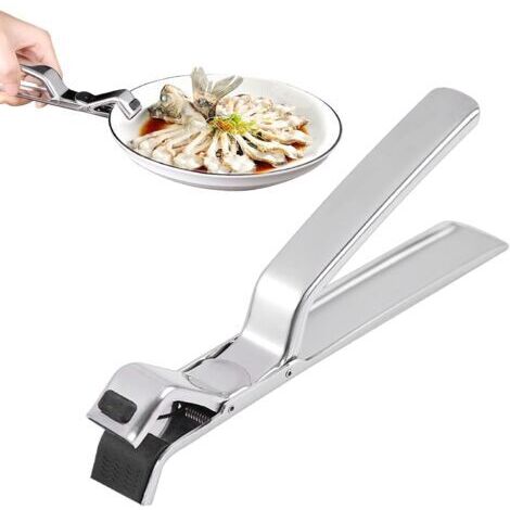 Pince de cuisine anti-brûlure en acier inoxydable robuste , résistante à la chaleur et durable, fonctionnement à une main, outil de cuisine multifonction pour bols, assiettes, poêles, friteuses