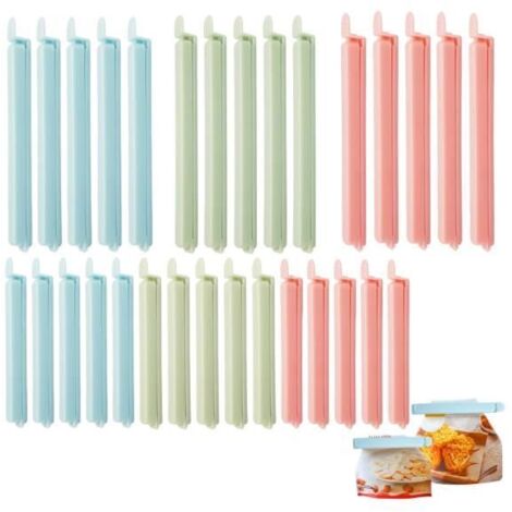 Pince de fermeture sachet alimentaire - wj - 30 pièces - Réutilisables - 3 couleurs - 2 tailles