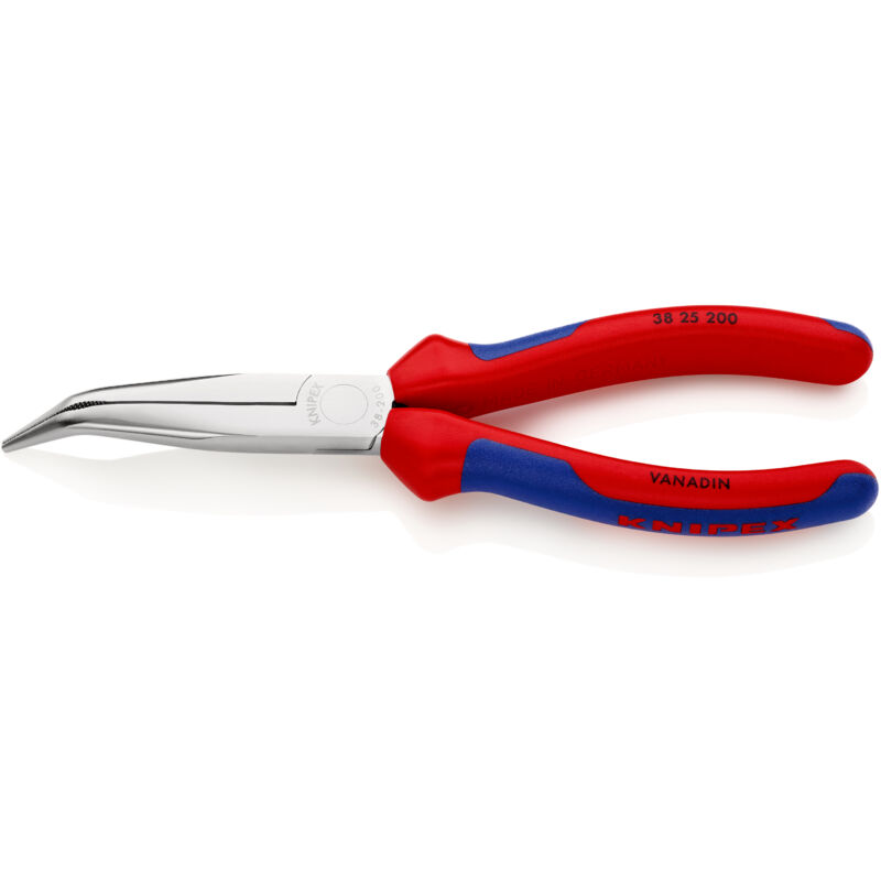 Knipex - 38 25 200 pour l'électronique et la mécanique de précision Pince plate à becs ronds coudée à 40° Acier électriqu