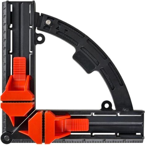 Pince de positionnement multi-angle noire, 17,8 cm x 17,8 cm, pince à angle droit réglable de 30 ° à 90 °, adaptée à l'assemblage d'étagères et d'armoires, dispositif de fixation robuste