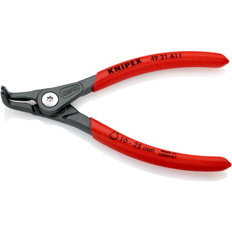Knipex - 49 21 A11 Pince de précision pour circlips pour circlips extérieurs d'arbre gainées en plastique antidérapant grise atramentisée 130 mm