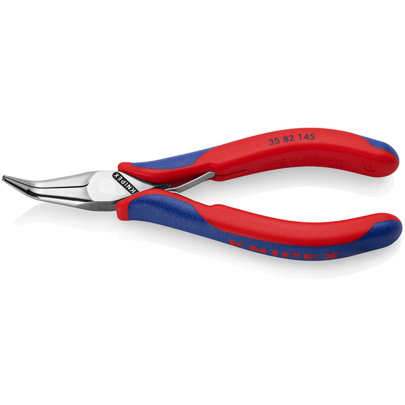 Knipex - 35 82 145 pour l'électronique et la mécanique de précision Pince plate à becs ronds coudée à 45° Acier à outils