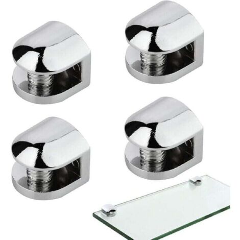 Pince de Support de Verre, Pince à Verre Réglable, Accroche Miroir Mural, 4PCS Support Étagère Verre Fixation Miroir Pince Support Cloison en Verre Adaptatif de 5-8 mm d'Épaisseur