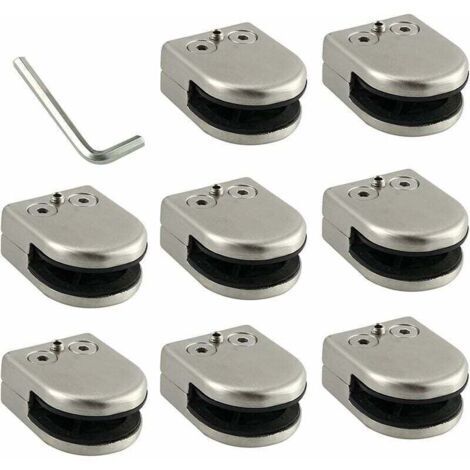 Pince De Verre 8 PCS 6-8mm En Acier Inoxydable 304 Clip En Verre Pince Support Dos Plat Finition Chromig pour Balustrade