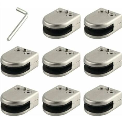 Pince De Verre 8 PCS 8-12mm En Acier Inoxydable 304 Clip En Verre Pince Support Dos Plat Finition Chromig pour Balustrade