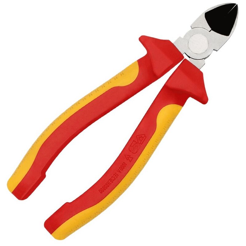 Pince d'Electricien coupante 160 mm, acier chrome-vanadium, série VDE testé 1000 volt, phosphatée