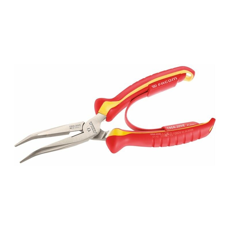 Facom - Pince à bec demi-rond coudé à 40° Isolée 1000 v
