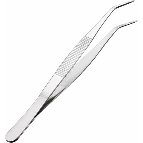 Pince en acier inoxydable 20 cm / 8 pouces avec une extrémité incurvée et dentelée à 60 degrés Pince professionnelle à usages multiples pour le travail industriel, l'utilisation en laboratoire