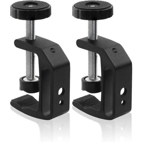 Pince en C universelle avec trous filetés de 1/4" et 3/8", adaptée aux supports de bureau, aux moniteurs LCD, aux lampes de poche, aux bureaux, aux chariots et aux établis (2 pièces).
