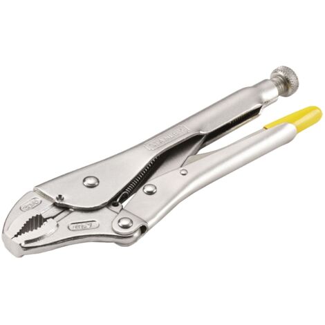Stanley – Pince étau bec coudé 225 mm – Profondeur mâchoires 53 mm – Finition chromée pour résistance à la corrosion – Pour pièces rondes