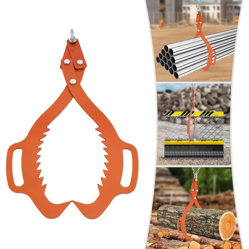 Pince forestière pour troncs d'arbres - Pince à dos - Pince à bois - Pince de levage - Jusqu'à 533 mm - 700 kg - Pour troncs et barres (orange)