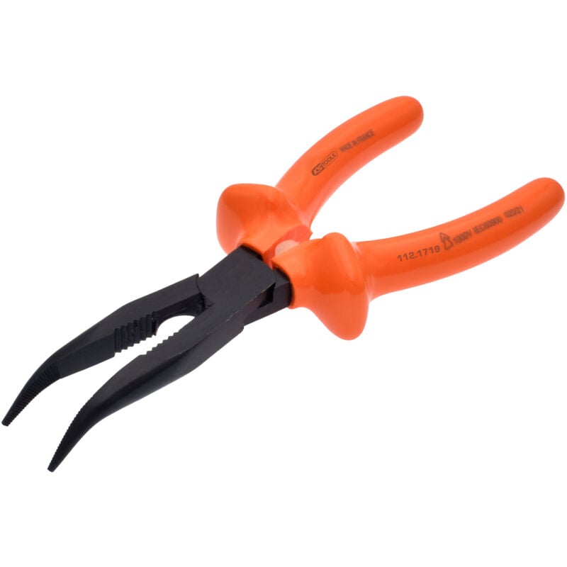 Kstools - ks Tools - Pince isolée à bec demi-rond coudé à 45°, L.185 mm - 112.1292