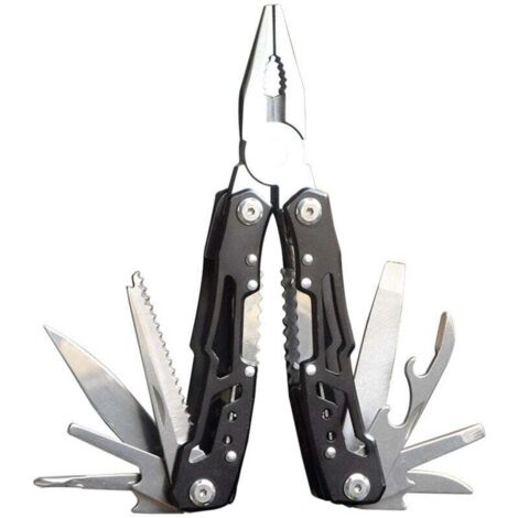 Pince Multifonction 14 en 1 Outil de Poche Couteau Suisse avec 11 Embouts Tournevis Poignée Ergonomique Noir