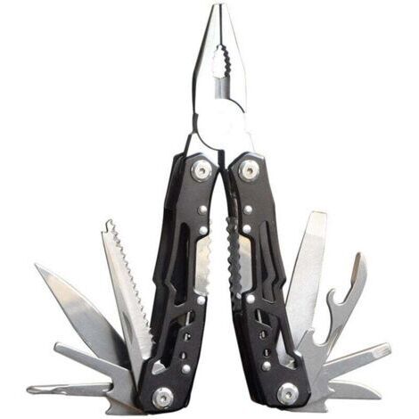 Pince Multifonction 14 en 1 Outil de Poche Couteau Suisse avec 11 Embouts Tournevis Poignée Ergonomique Noir