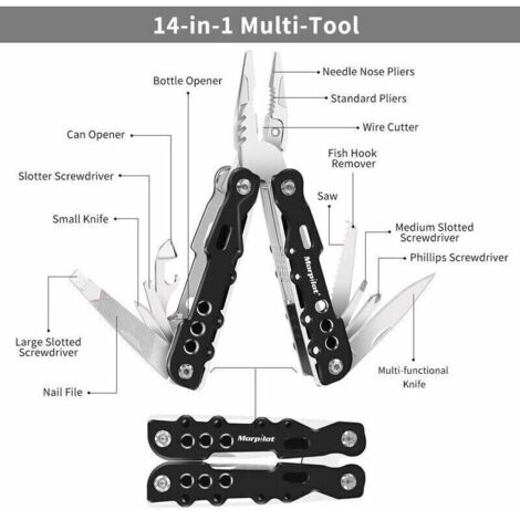 Pince multifonction 25 en 1 – Couteau suisse de poche avec 11 embouts de tournevis intégrés, poignée ergonomique noire