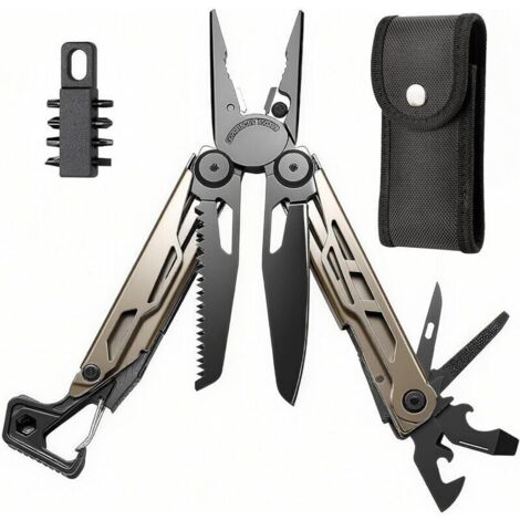 Pince Multifonction en Acier Inoxydable, 25 en 1 Outil Multifonction avec Structure Autoverrouillée, Multitool pour Extérieur, Camping, Survie, Randonnée