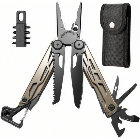 Pince Multifonction en Acier Inoxydable, 25 en 1 Outil Multifonction avec Structure Autoverrouillée, Multitool pour Extérieur, Camping, Survie, Randonnée