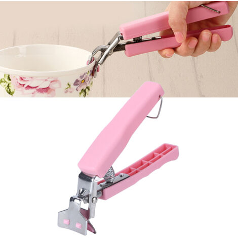 Pince multifonction en acier inoxydable pour bols et poêles - Outil de cuisine anti-chaleur - Rose