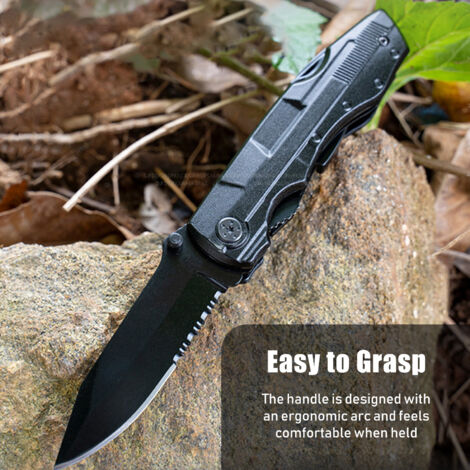 Pince Multifonction Noire Pliable Mini Outil de Survie Compact pour Camping et Randonnée-KZQ