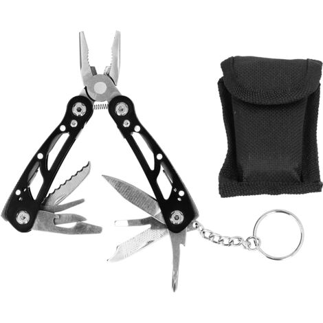 Pince Multifonction Pliable Mini Outil Multiusage Porte-Clés EDC Noir