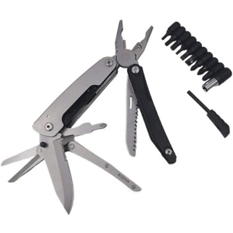Pince multifonction pliable pour camping et survie – étui tactique en acier inoxydable, kit 4-en-1 compact et robuste