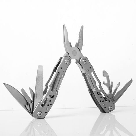 Pince multifonction pliable tout acier, outil de poche EDC avec couteau, scie et tournevis pour extérieur