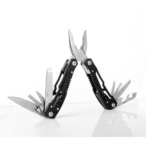 Pince multifonction pliable tout acier, outil EDC noir avec couteau et outils intégrés pour extérieur