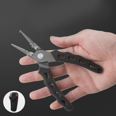 Pince multifonction portable pour pêche, en acier inoxydable type japonais avec étui Oxford résistant.