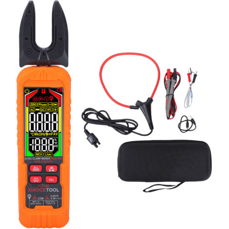 Pince multimètre numérique intelligente avec bobine flexible, mâchoire en forme de U, écran couleur, multimètre à plage automatique, tension AC DC, température actuelle NCV