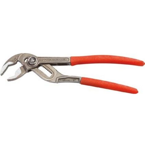 Pince multiprise à crémaillère Rogrip F, tête polie, poignées à gaine en plastique antidérapantes, Long. : 175 mm