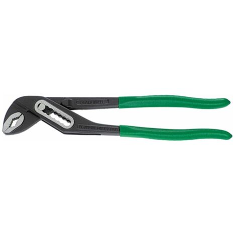 Pince multiprise, articulation emboîtée, longueur 240 mm, ouverture max. des mâchoires 34 mm, tête laquée noire, branches polies, gainage par trempage avec surface antidérapante.