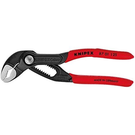 KNIPEX COBRA® WASSERPUMPENZANGE 125 MM, 87 01 125 - HIGHTECH-WASSERPUMPENZANGE; ZANGE GRIS ATRAMENTIERT, KOPF POLIERT, GRIFFE AV