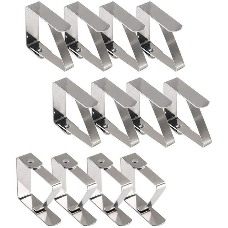 Pince Nappe Exterieur, Pince Nappe de Table, 12 Pinces à Nappe en Acier Inoxydable, Nappe Clips Anti-Glissant Fixer Nappe pour Table d'Épaisseur