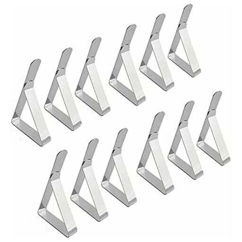 Pince Nappe Inoxydable, 12 Pièces Pinces pour Nappe de Table, Pince Nappe Clip Exterieur Ajustable, Attache Nappe Jardin pour la Maison, la Salle à