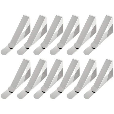 Pince Nappe,12 pièces Grandes Pinces à Nappe en Acier Inoxydable pour Une épaisseur de Bureau de 4,5 à 7,5 cm, Argenté，