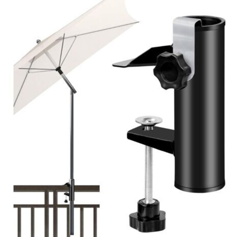 Pince Parapluie Support de Balcon, Support Parasol Balcon, Support de Parasol Clip de Fixation pour Balcon Universelle de Parasol de Terrasse pour