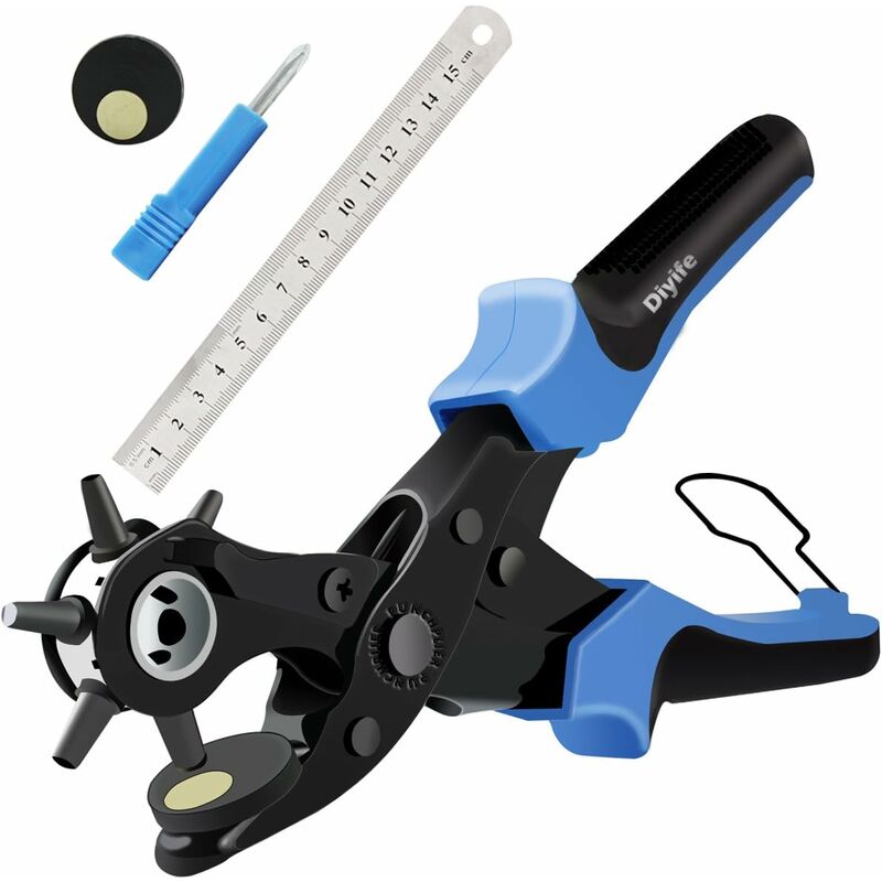 Punch Pliers with Free 2 Extra Large Punch Plates and Handy Ruler, Multi Sized Pill Pliers Dksfjkl