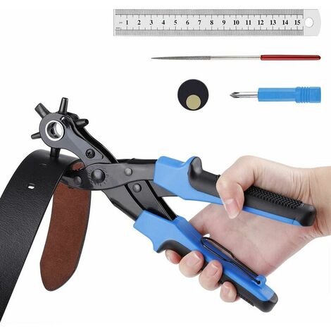 Pince Perforatrice Cuir 6 Tailles Emporte-pièce Revolver Belt Punch de Précision pour Perforer Feutre Textiles Papier