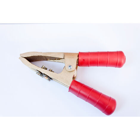 Pince pour cable de demarrage en laiton isolant ROUGE jusqu'à 1000 Ampères OUTILAND