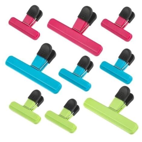 Pince Sachet 9Pièces Clip de Fermeture de Sacs Alimentaires pour Emballage Cuisine Couleurs Assorties （Couleur aléatoire aléatoire）