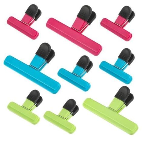 Pince Sachet 9Pièces Clip de Fermeture de Sacs Alimentaires pour Emballage Cuisine Couleurs Assorties （Couleur aléatoire aléatoire）