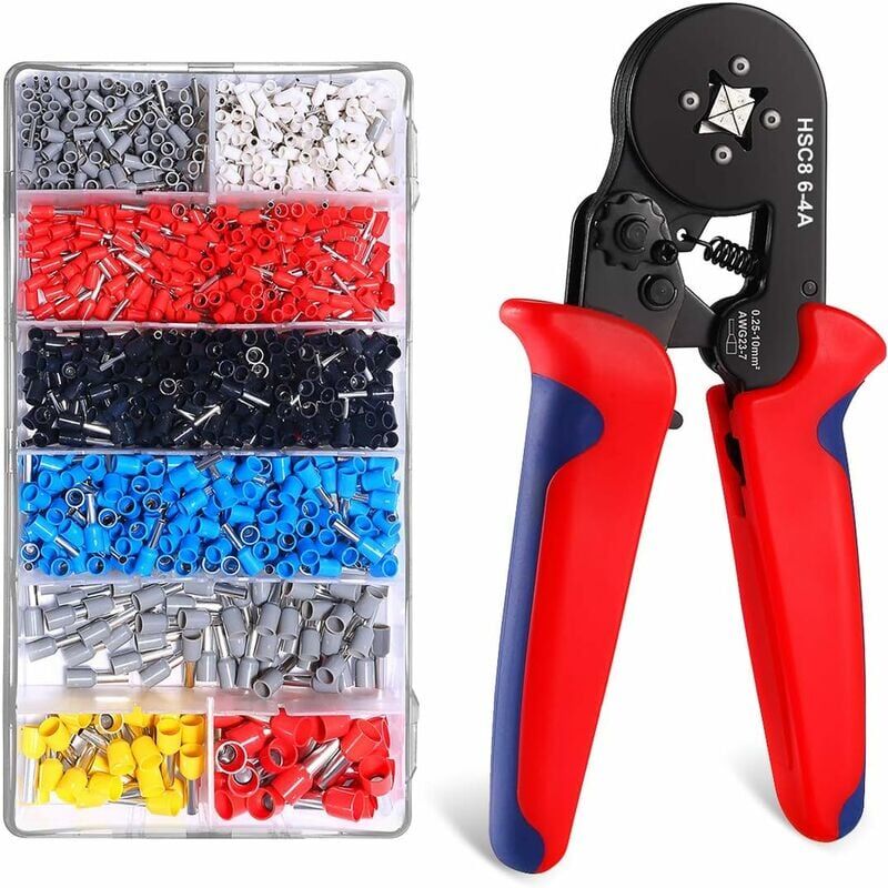 Lucky-88 - Pince à Sertir sur 4 Côtés 1200 Embouts de Câblage Pince Sertissage Cosses Outils 0.25–10 mm² Electricien Professionnel