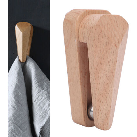 Pince Torche Solide Bois Pince-Torche Adhesive Murale Autocollante Économie Espace Multifonctionnelle Bois Solid Cuisine Bain Maison