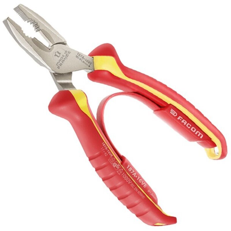 Pince universelle isolée 1000 Volts 185mm FACOM .18VE Acier Chrome Molybdène Vanadium