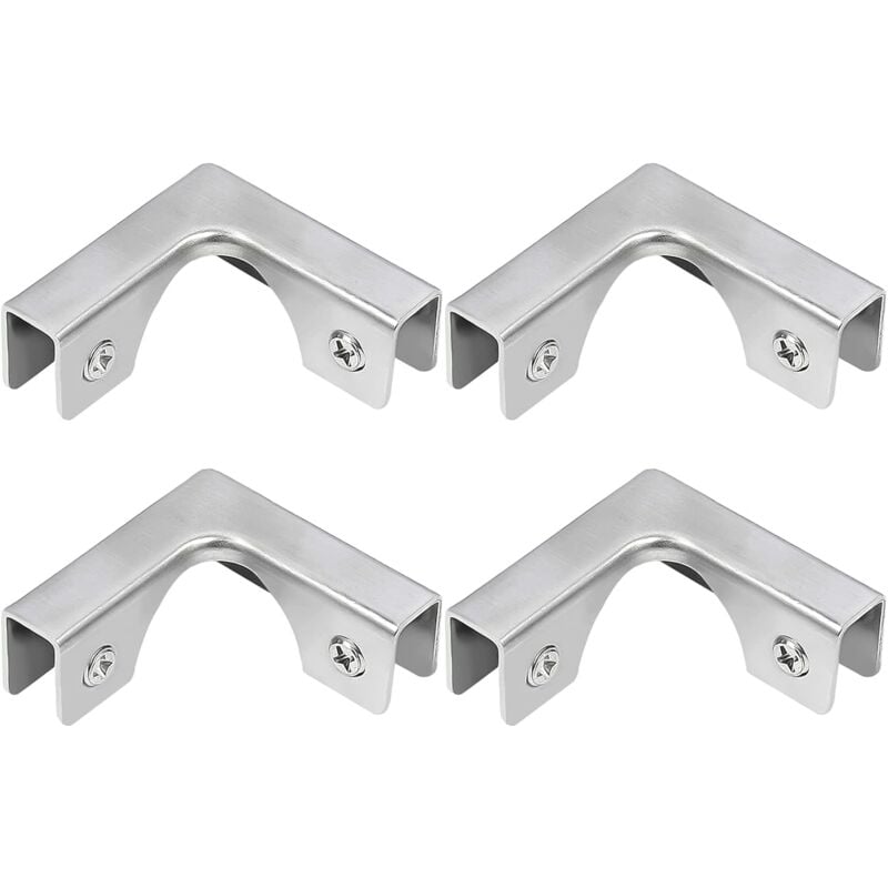 Aougo - Pince à Verre, 4 Pièces de Connecteurs en Verre en Acier Inoxydable en Forme de l, Supports de Fixation à Angle Droit pour Fixation