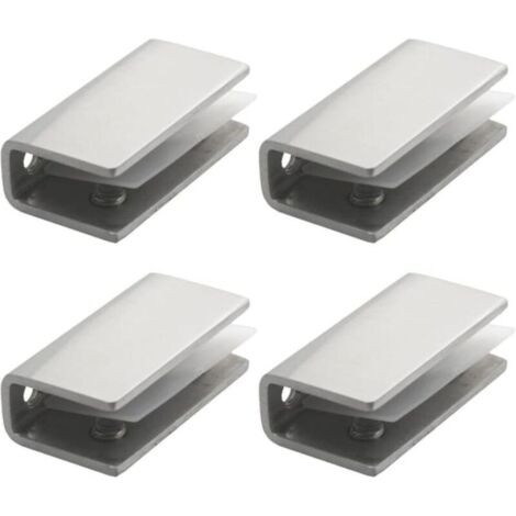 Pince Verre Inox, 4 Pièces Support Etagere Verre, Support Miroir 8-12MM, Fixation Miroir Mural, pour Fenêtre de Main Courante Descalier