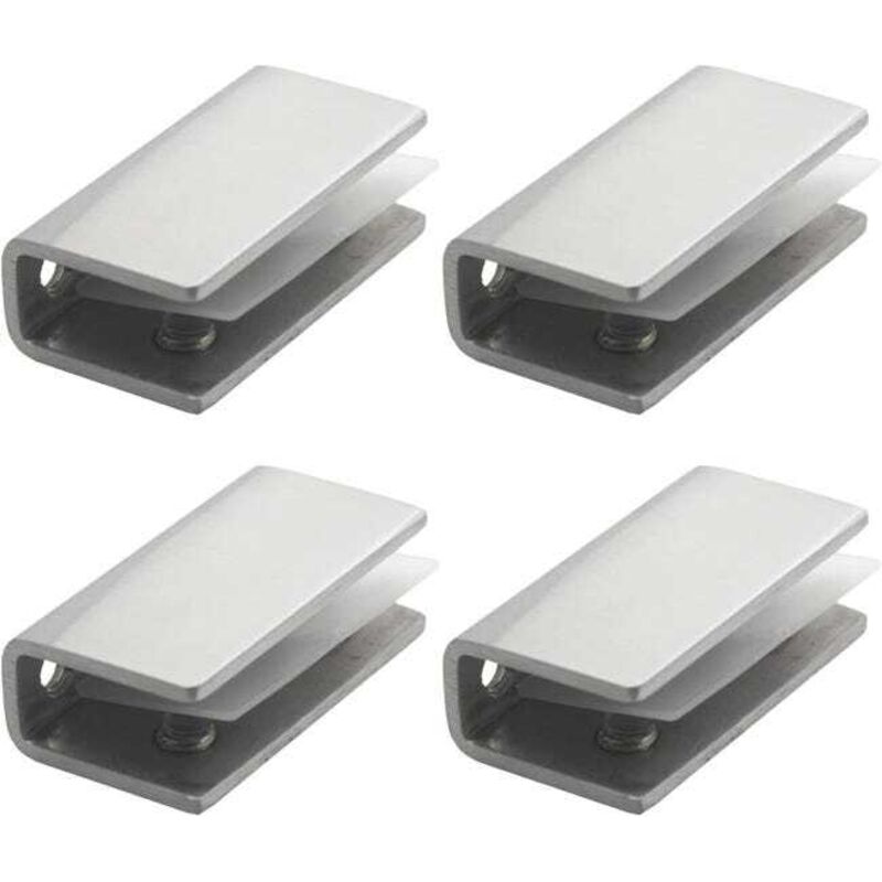 Pince Verre Inox, 4 Pièces Support Etagere Verre, Support Miroir 8-12MM, Fixation Miroir Mural, pour Fenêtre de Main Courante Descalier de Balustrade