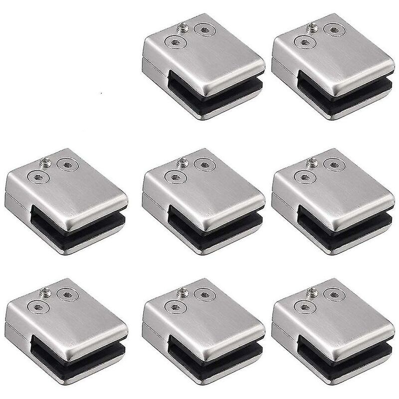 Pince à verre, paquet de 8 pinces carrées en acier inoxydable 6-8mm support de pince à pince en verre dos plat