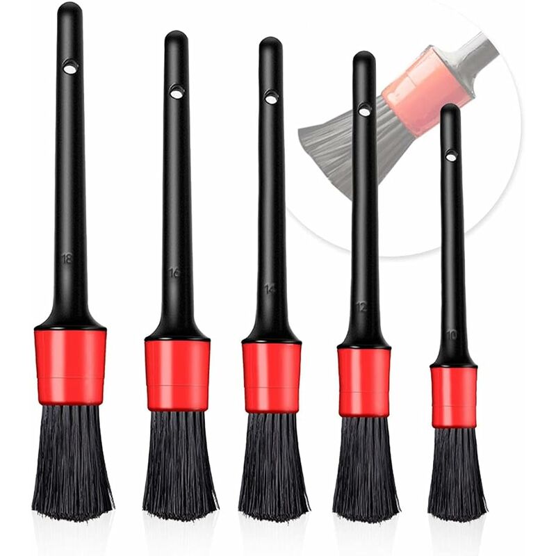 Pinceau de Détail Triomphe 5pcs Auto Detailing Brush Set, Cleaner Brush Set, Brush pour La Voiture Moto Roues de Nettoyage Automobile, Tableau de